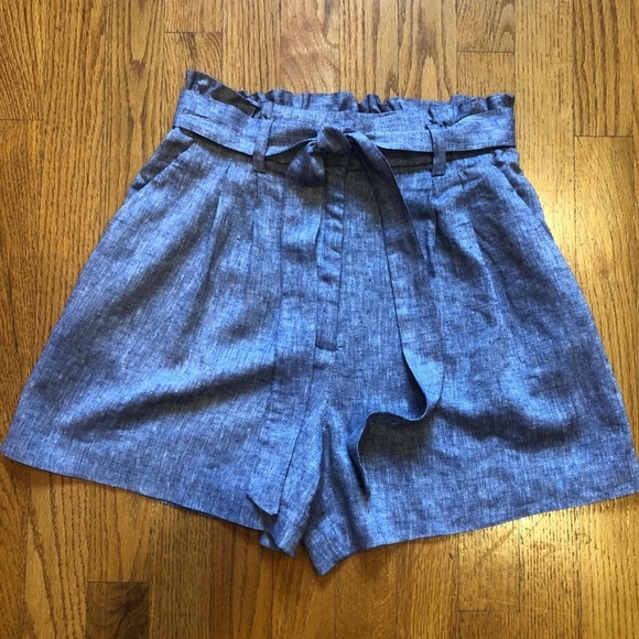 H&M Pants - H&M High Waisted Chambray Blue Tie Shirts Size 4
